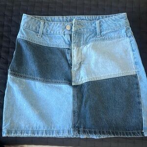 Patchwork denim skirt